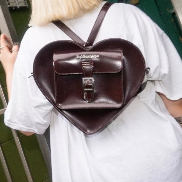 Dr. Martens, Vegan, Heart Shaped Bag / Backpack (Color Cherry Red Arcadia) - Picture 5 of 9